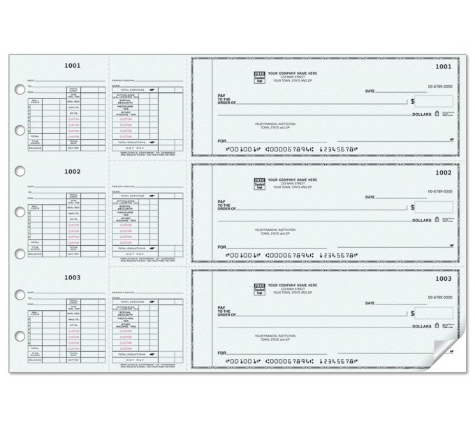 Business Checks - 3-On-A-Page Salary Payroll Check - 53230N by Deluxe ...