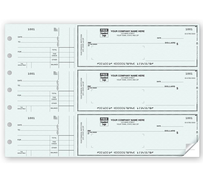 Business Checks - 3-on-a-page Window Envelope Check - 53232n By Deluxe 