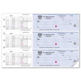 53263HS-High Security 3/Page Hourly Payroll Check w/Voucher & Stub53263HS