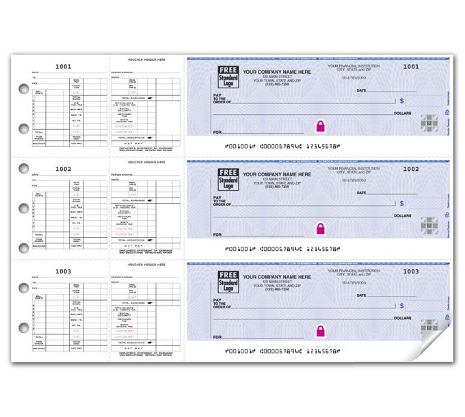 High Security 3-On-A-Page Hourly Payroll Check \ Deluxe | Deluxe.com