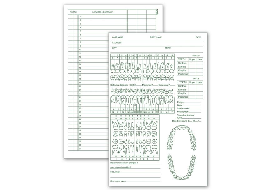 Product image for Dental Exam Records, Two-Sided, 5" x 8" - Item# 534