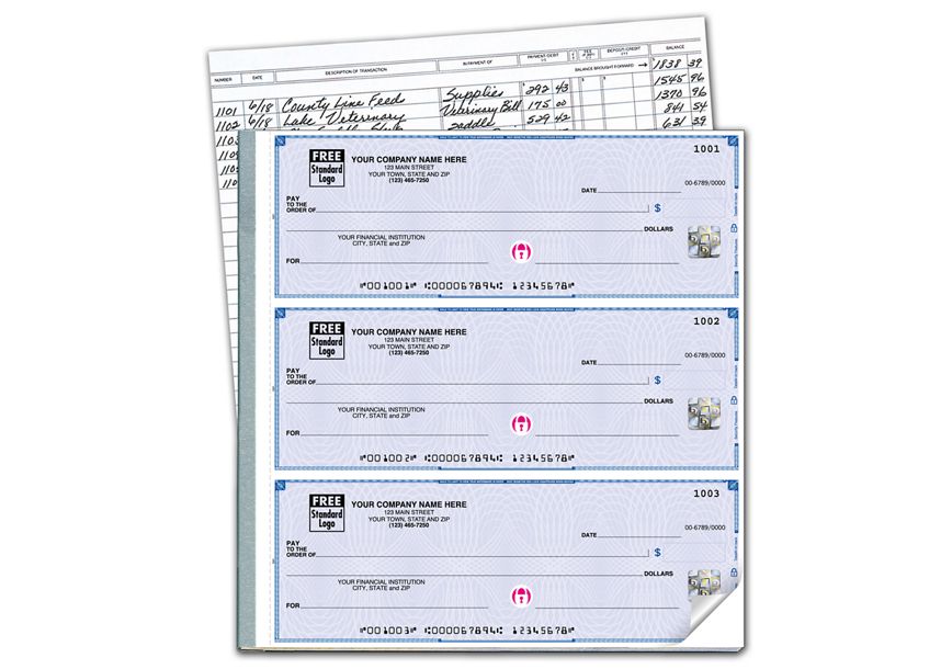 High Security 3/Page Business Size Manual Checks w/Register