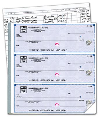 High Security Deskbook Business Check, 3-On-A-Page | Deluxe