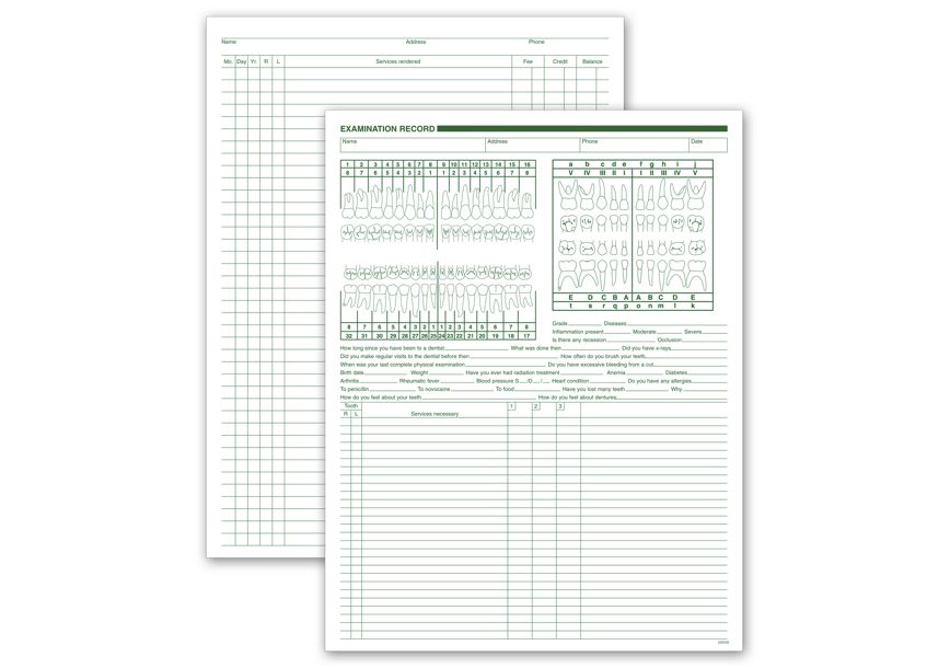 Product image for Dental Exam & Account Records, Two-Sided, White Ledger - Item# 552