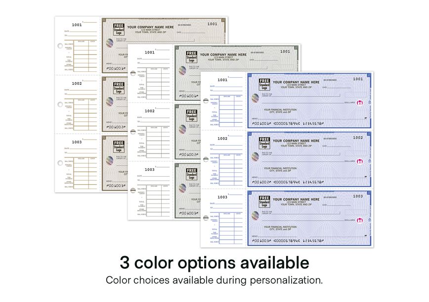 High Security 3 On Page Compact Business Checks With End Stubs
