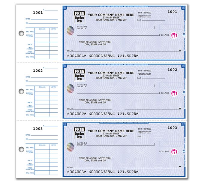 High Security EndStub Deskbook Business Check w CFP\ Deluxe