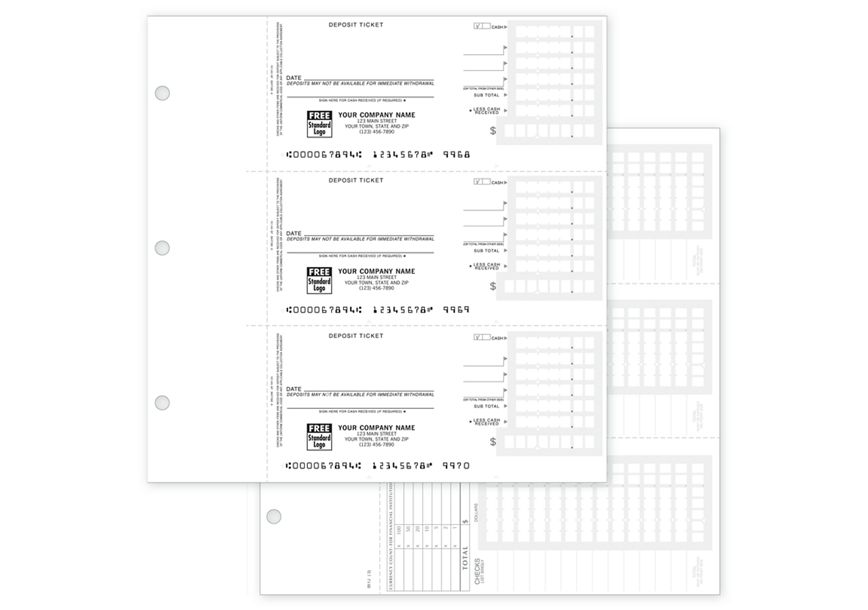 Product image for 3-On-A-Page Compact Deposit Tickets for End-Stub Deskbook - Item# 56302N