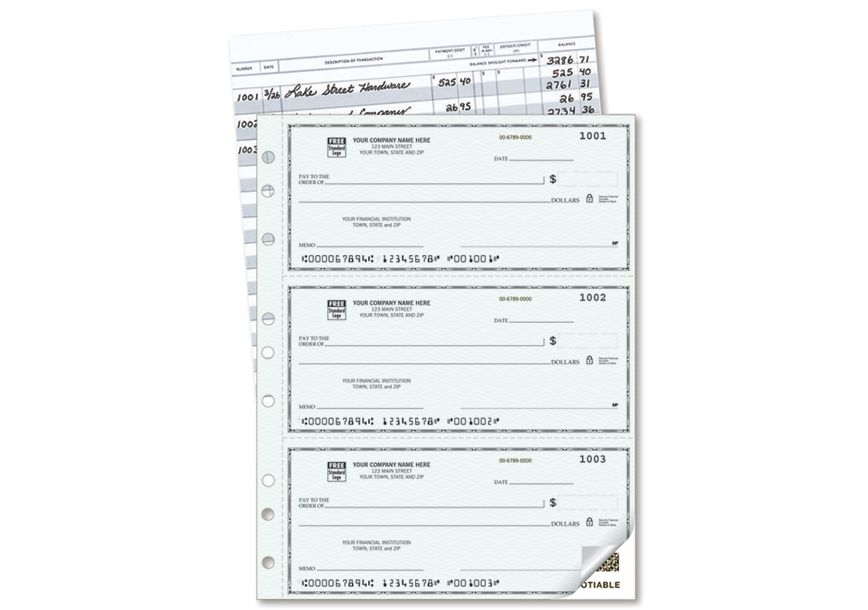 Product image for 3-On-A-Page Compact Size Duplicate Checks with Register - Item# 56500N