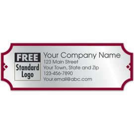 58107-Rectangular Label on Silver Foil w/Red Trim 3.5x1.2558107