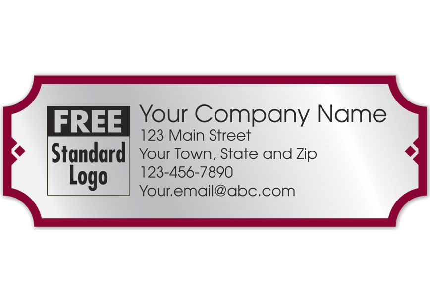 Product image for Rectangular Label on Silver Foil w/Red Trim 3.5x1.25 - Item# 58107
