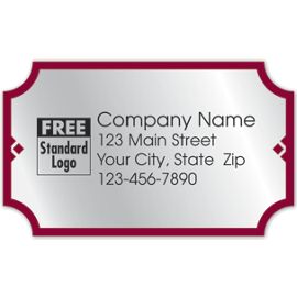 58113-Rectangular Label on Silver Foil w/Red Trim 2.5x1.558113