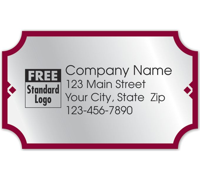 Business Labels - Rectangular Label on Silver Foil | Red Trim - 58113-1 ...