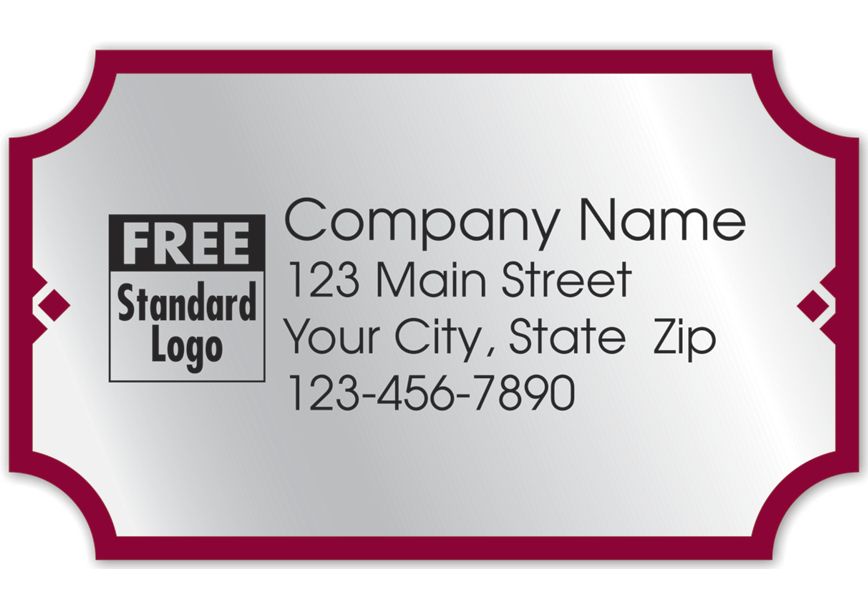 Product image for Rectangular Label on Silver Foil w/Red Trim 2.5x1.5 - Item# 58113