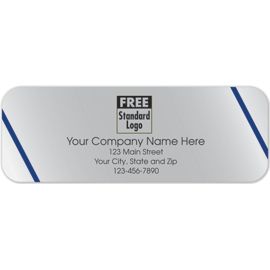 58115-Rectangular Label on Silver Poly w/Blue Lines 3.5x1.2558115