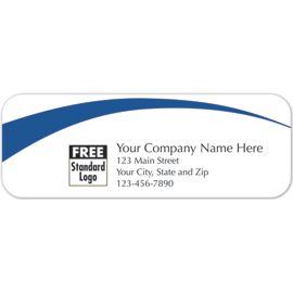 58117-Rectangular Label on White Gloss w/Blue Arc 3.5x1.2558117