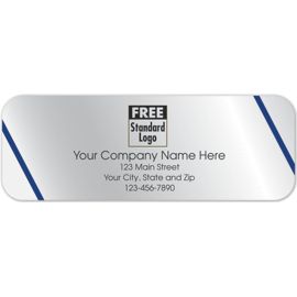 58118-Rectangular Label on Silver Foil w/Blue Lines 3.5x1.2558118