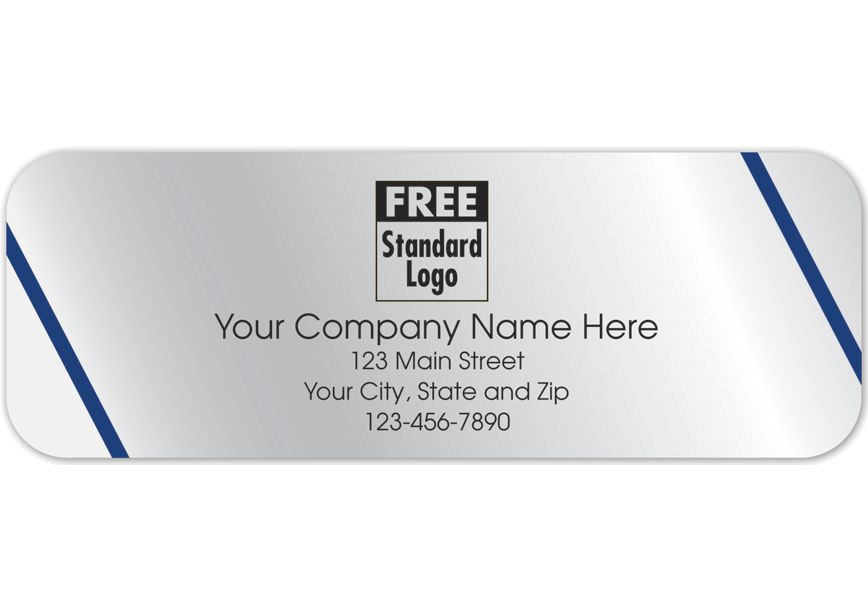 Product image for Rectangular Label on Silver Foil w/Blue Lines 3.5x1.25 - Item# 58118
