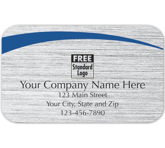 Business Labels - Rectangular Label on Brushed Silver | Blue Arc ...