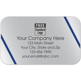 58121-Rectangular Label on Silver Poly w/Blue Lines 2.5x1.558121