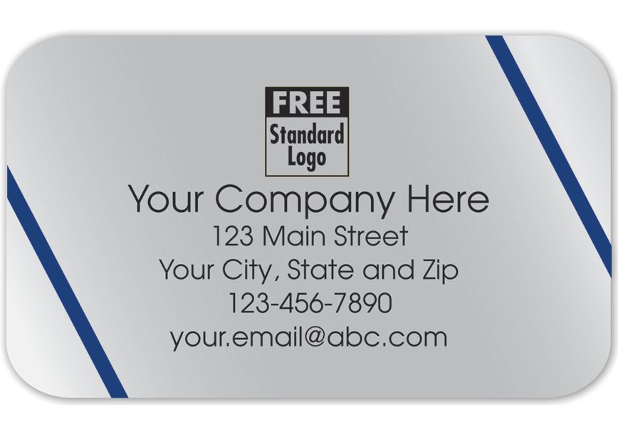 Product image for Rectangular Label on Silver Poly w/Blue Lines 2.5x1.5 - Item# 58121