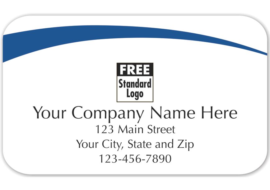 Product image for Rectangular Label on White Gloss w/Blue Arc 2.5x1.5 - Item# 58124