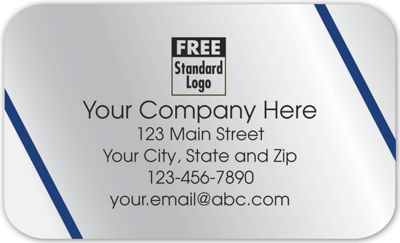 Rectangular Business Label on Silver Foil  Blue Lines - 58125