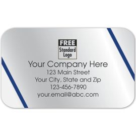 58125-Rectangular Label on Silver Foil w/Blue Lines 2.5x1.558125
