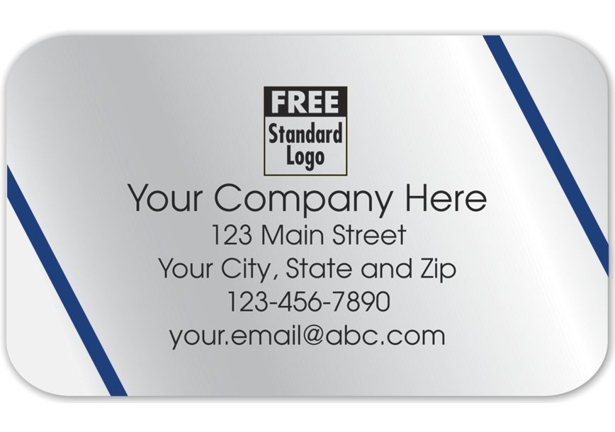 Product image for Rectangular Label on Silver Foil w/Blue Lines 2.5x1.5 - Item# 58125