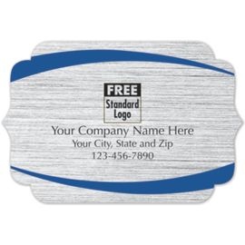 58127-Bracket Label on Brushed Silver Poly w/Blue Arcs 3x258127