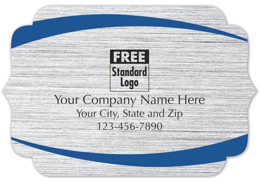 Product image for Bracket Label on Brushed Silver Poly w/Blue Arcs 3x2 - Item# 58127