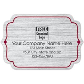 58129-Bracket Label on Brushed Silver Poly w/Red Trim 3x258129