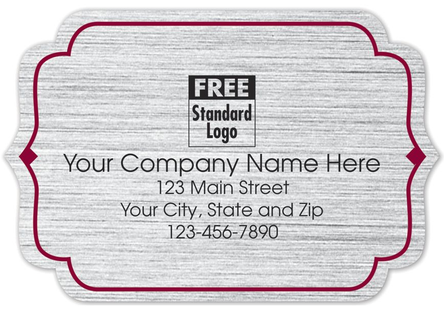 Product image for Bracket Label on Brushed Silver Poly w/Red Trim 3x2 - Item# 58129