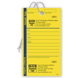 58247-Repair Tag in Yellow w/Navy Border 3.125 x 5.558247