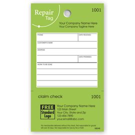 58248-Repair Tag in Green w/White Fill-In Space 3.125 x 5.558248