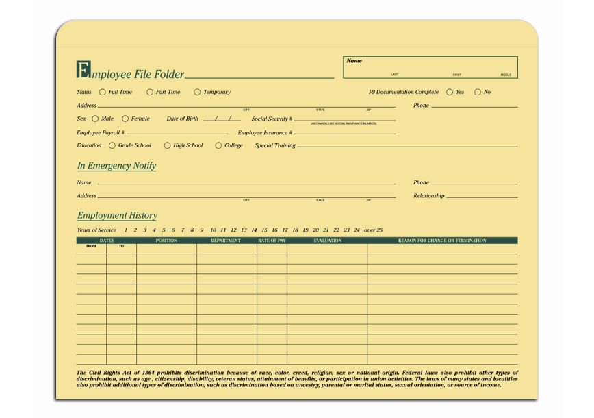 Product image for Employee Folder, Standard - Item# 5863