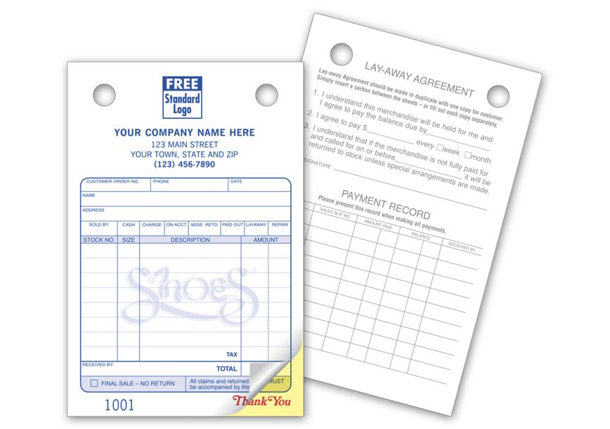 Product image for Shoe Register Forms - Small Classic - Item# 601