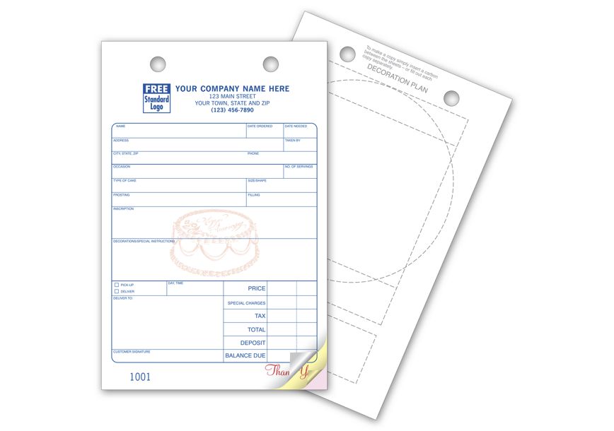 Product image for Bakery Register Order Forms -Decoration Plan on Back - Item# 616