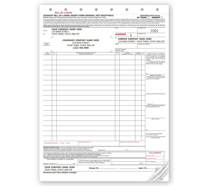 Business Forms - Large Carbonless Bills of Lading - 6225 by Deluxe ...