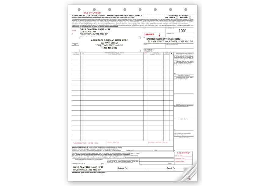 Product image for Bills of Lading - Large Carbonless - Item# 6225