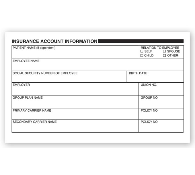 Business Labels - Patient Insurance Account Information Labels - 6250 ...