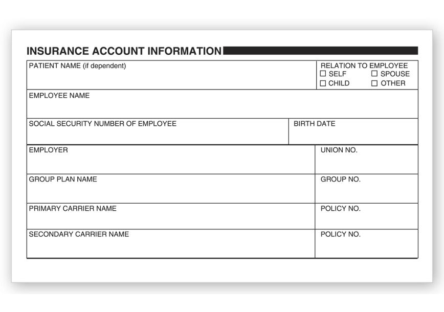 Product image for Patient Insurance Account Information Labels - Item# 6250