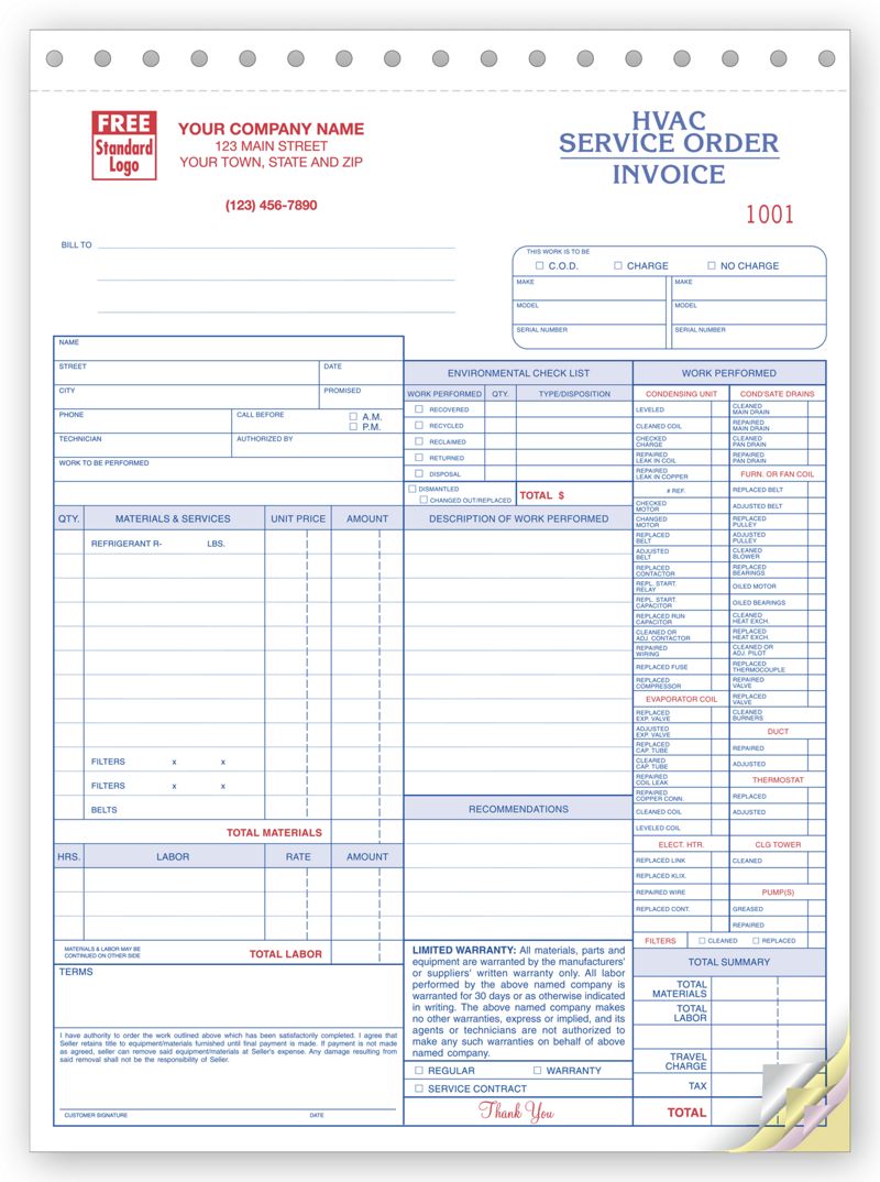 Hvac Invoice Template In 2020 Invoice Template Templates