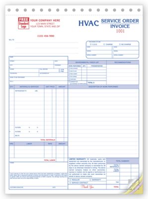 3 Part 500 HVAC Plumbing & Heating Service Order Invoice NEBS Deluxe 6532-3 