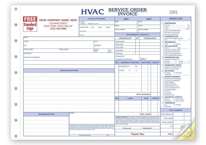 Product image for HVAC Service Orders - Side-Stub - Item# 6534