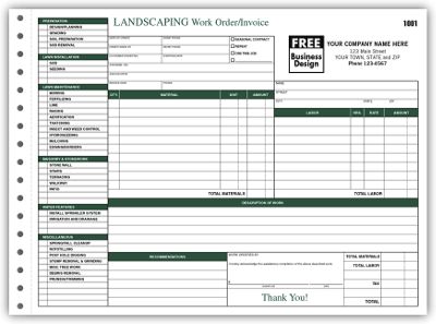 Business Forms - Landscaping Work Orders - 6537 by Deluxe for Free Printable Lawn Care Contracts