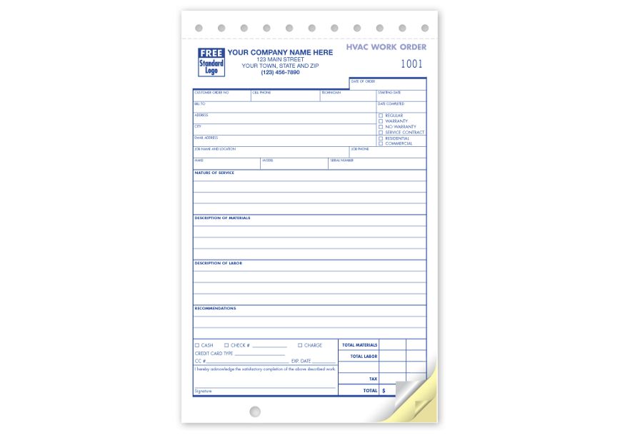 Product image for Work Orders, HVAC, Compact - Item# 6539