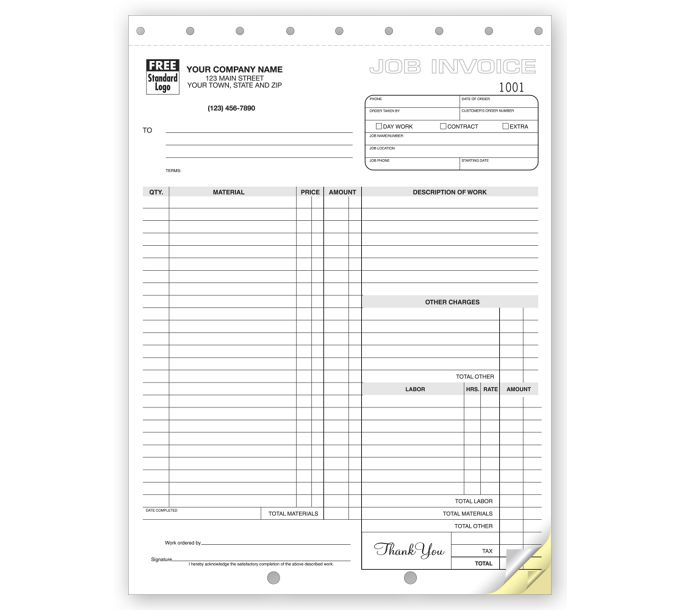 Customized Carbon Copy Forms - Receipts, Invoices, Orders