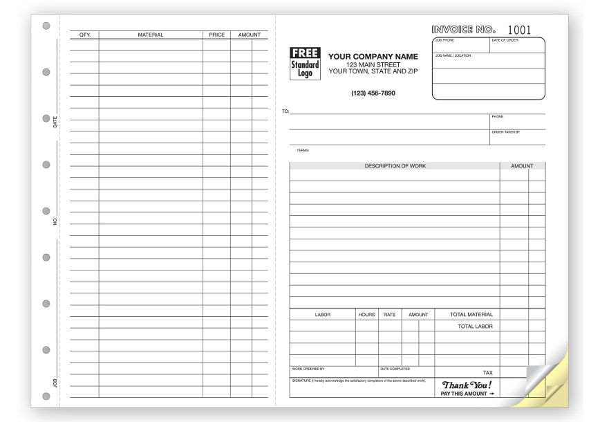 Product image for Work Orders, Side-Stub, Carbonless, Large Format - Item# 6545