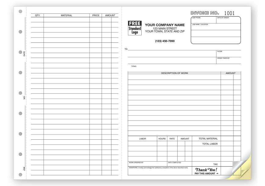 Side-Stub Carbonless Work Order Form - Custom Printed by Deluxe