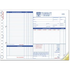655-Repair Orders, Garage, Carbonless, Side-Stub, Large Format655